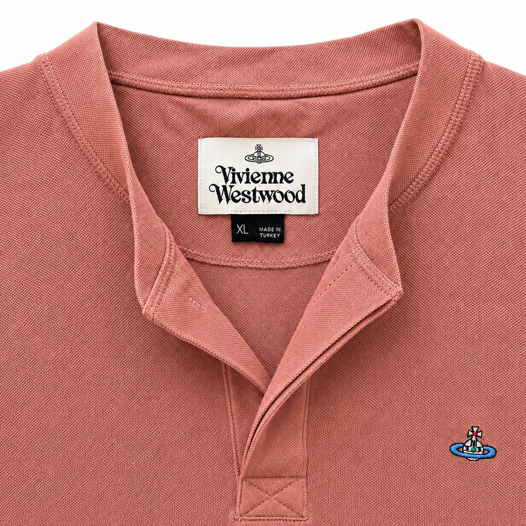 Round Neck Polo Shirt - Dusty Salmon