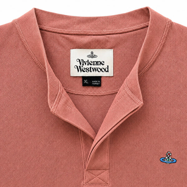 Round Neck Polo Shirt - Dusty Salmon