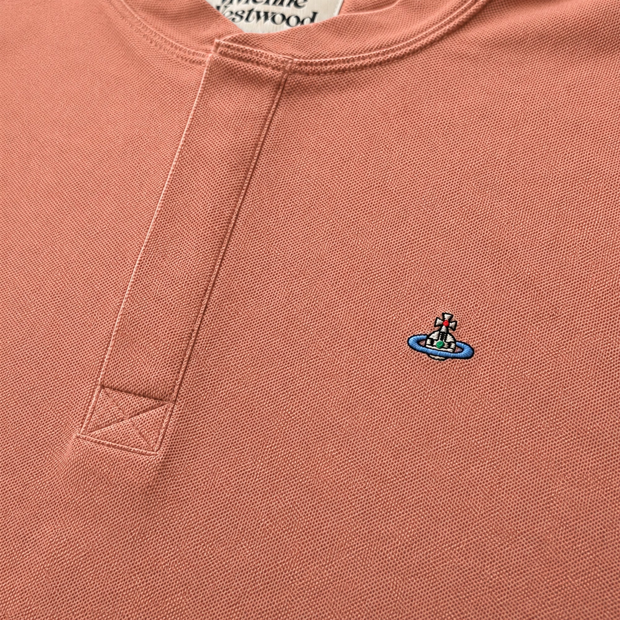Round Neck Polo Shirt - Dusty Salmon