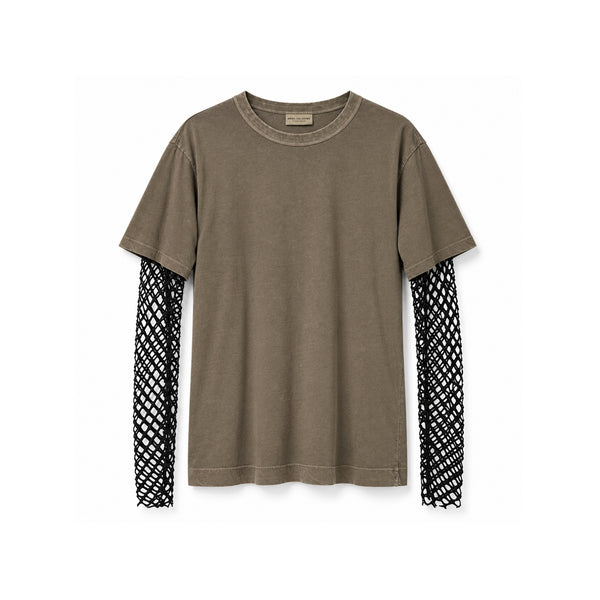 Dries Van Noten Layered Mesh Sleeve - Washed Khaki Green