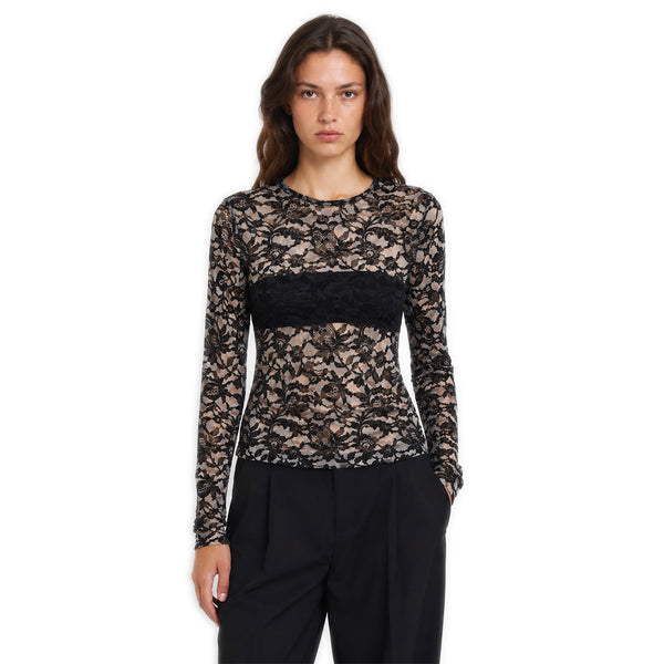 Floral Mesh Long Sleeve Top