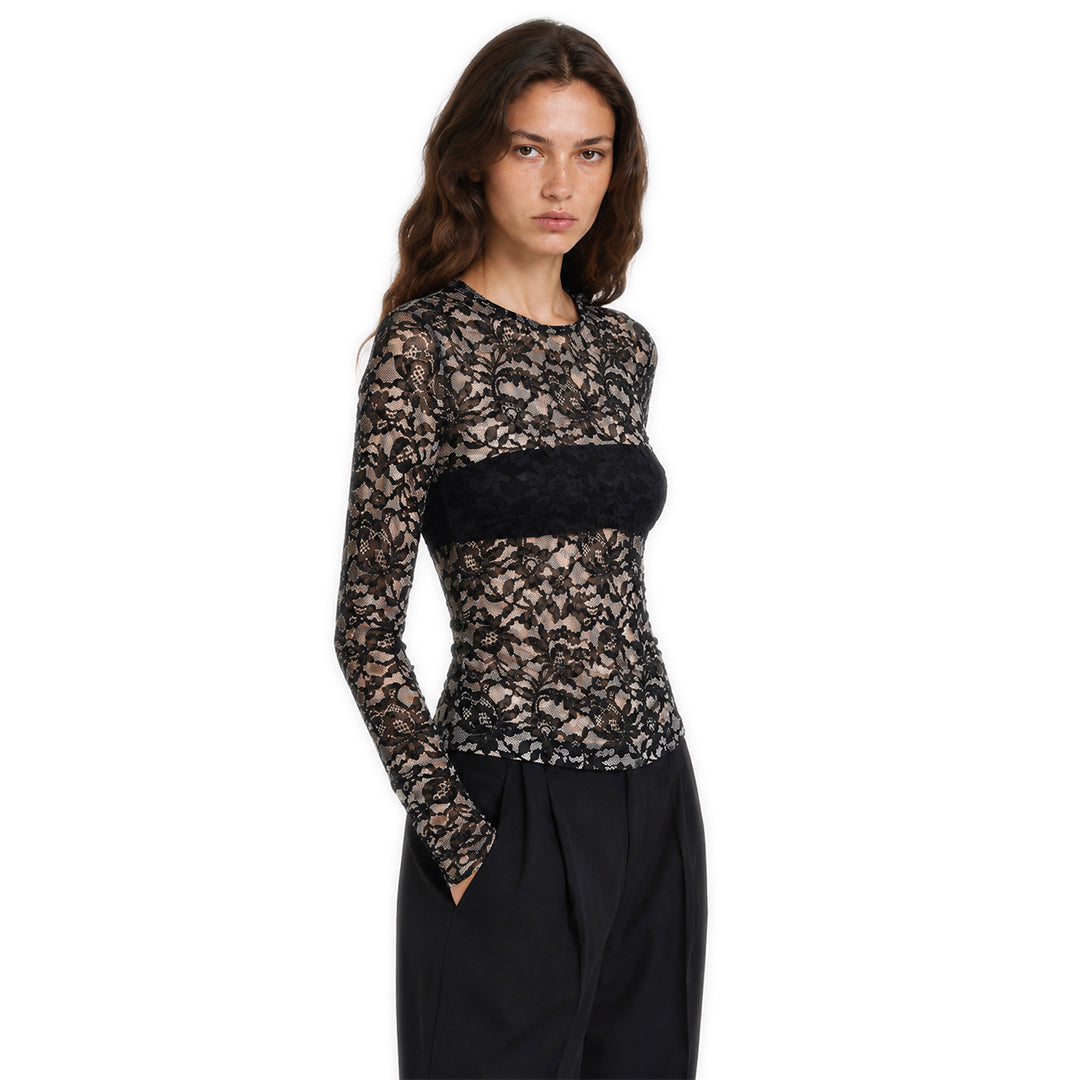 Floral Mesh Long Sleeve Top