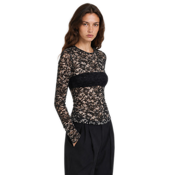 Floral Mesh Long Sleeve Top