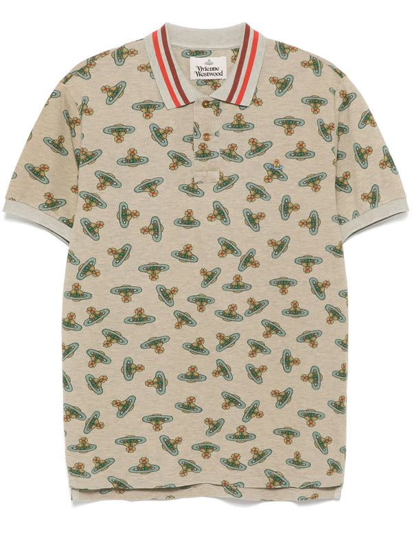 Logo Print Polo Shirt - Sand Brown