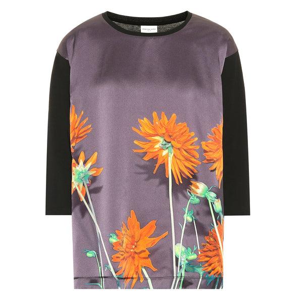 Silk Floral Top Purple