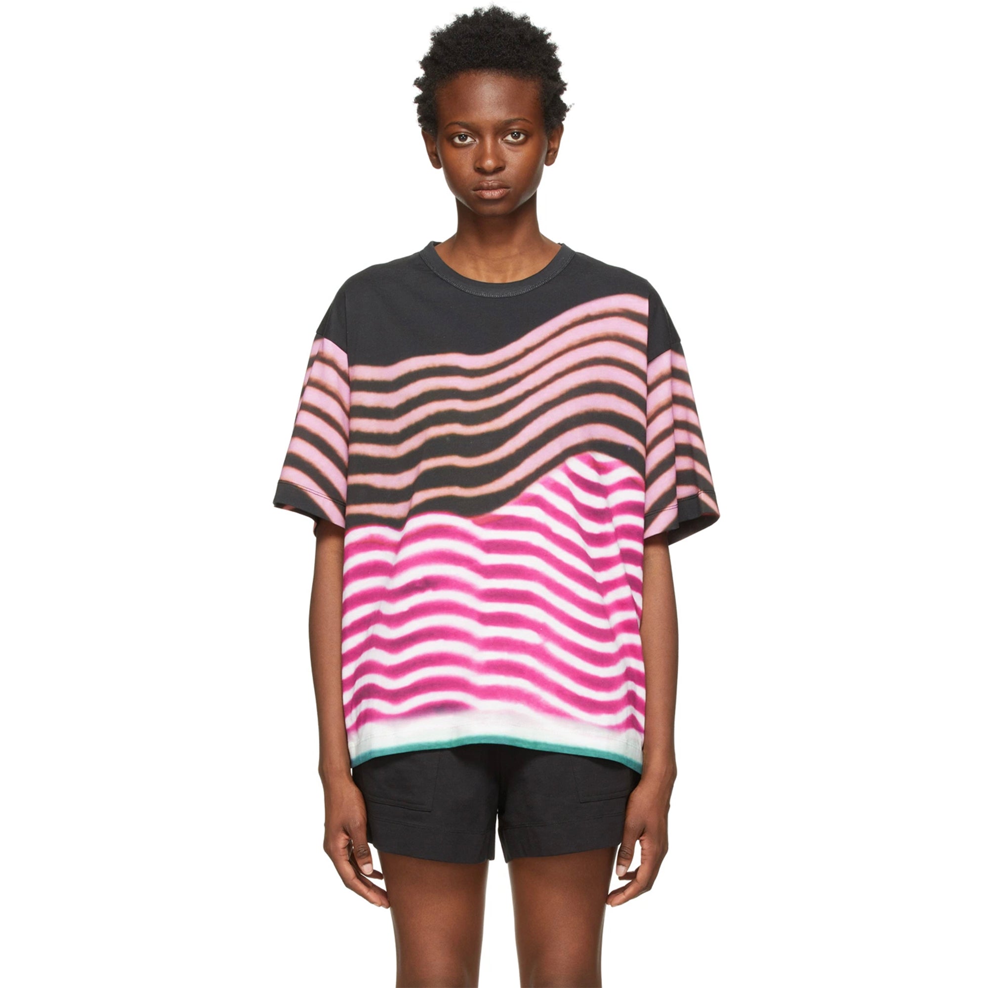 Hagles Stripe Printed T-shirt Pink
