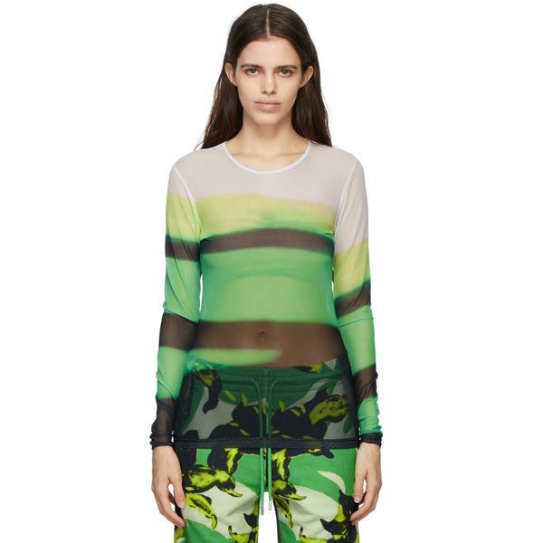 Haste Printed Mesh Long Sleeve Top