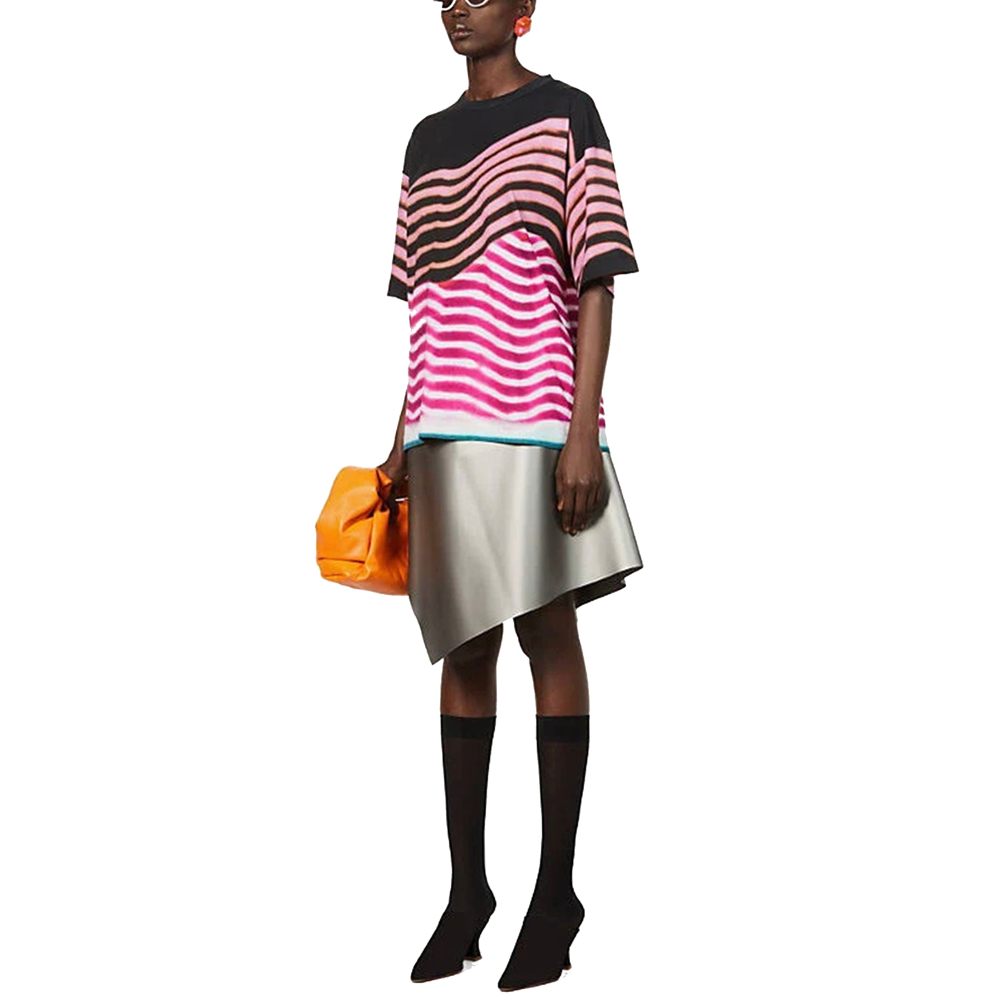 Hagles Stripe Printed T-shirt Pink