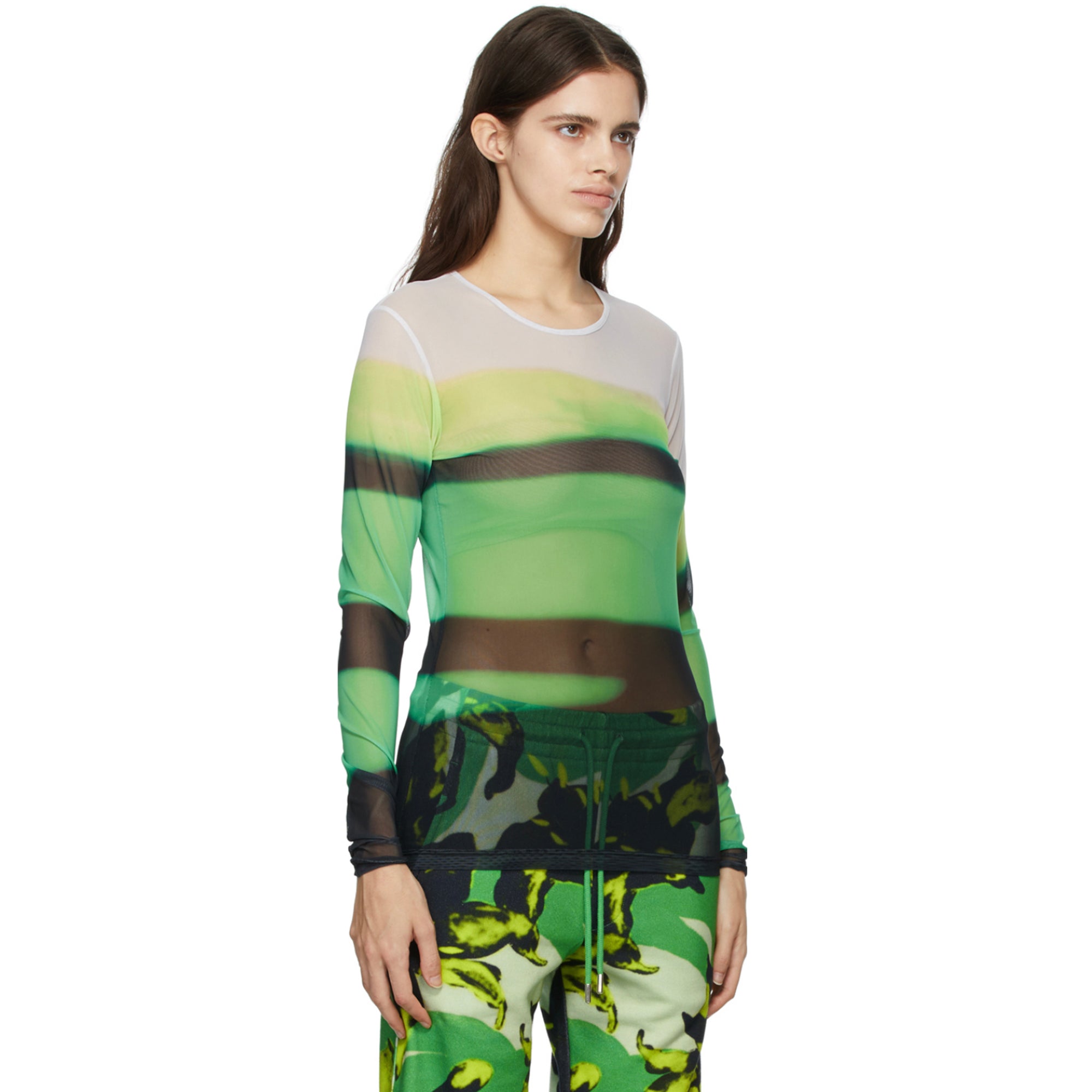 Haste Printed Mesh Long Sleeve Top