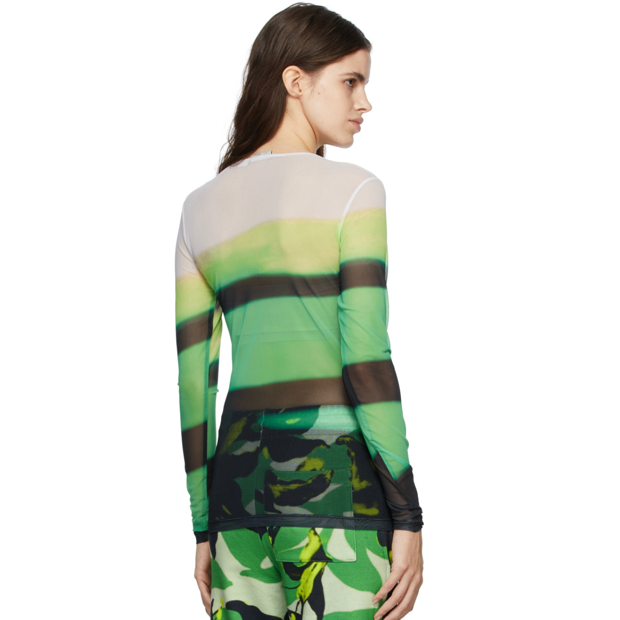 Haste Printed Mesh Long Sleeve Top