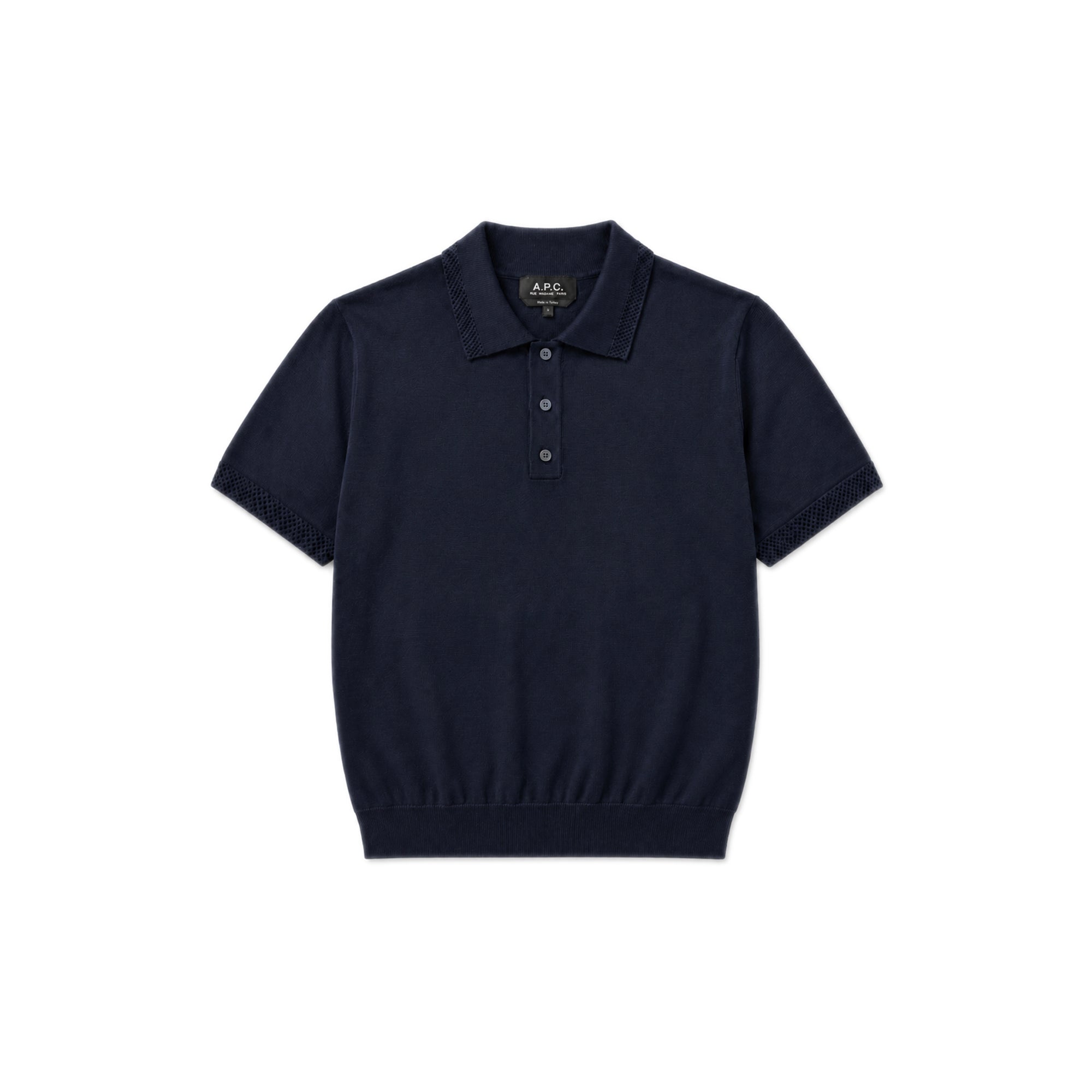 Manel Knitted Cotton Polo Shirt – Dark Navy