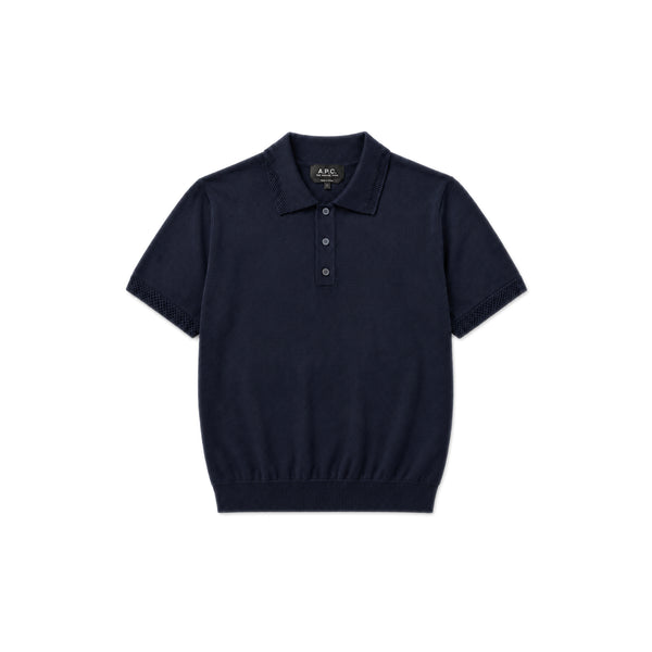 Manel Knitted Cotton Polo Shirt – Dark Navy