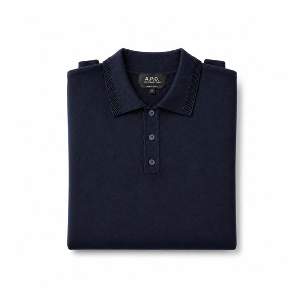 Manel Knitted Cotton Polo Shirt – Dark Navy