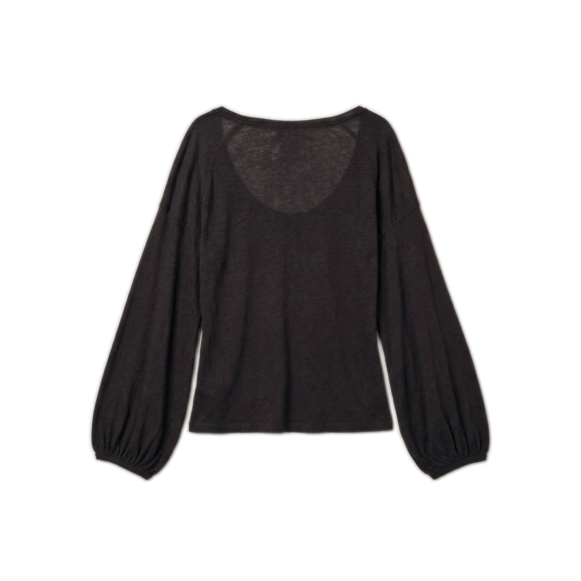 Bell Sleeve Semi Sheer Top - Black
