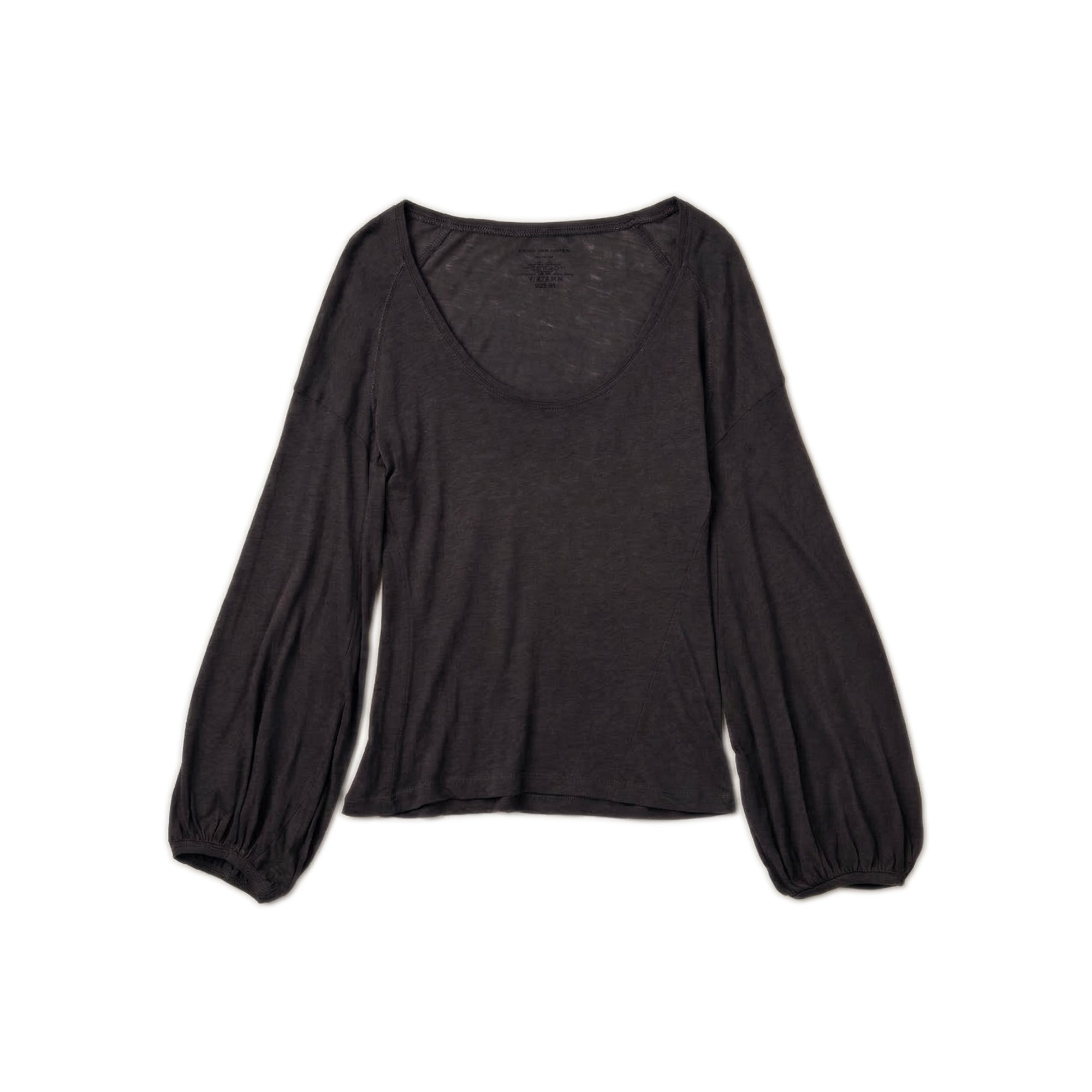 Bell Sleeve Semi Sheer Top - Black
