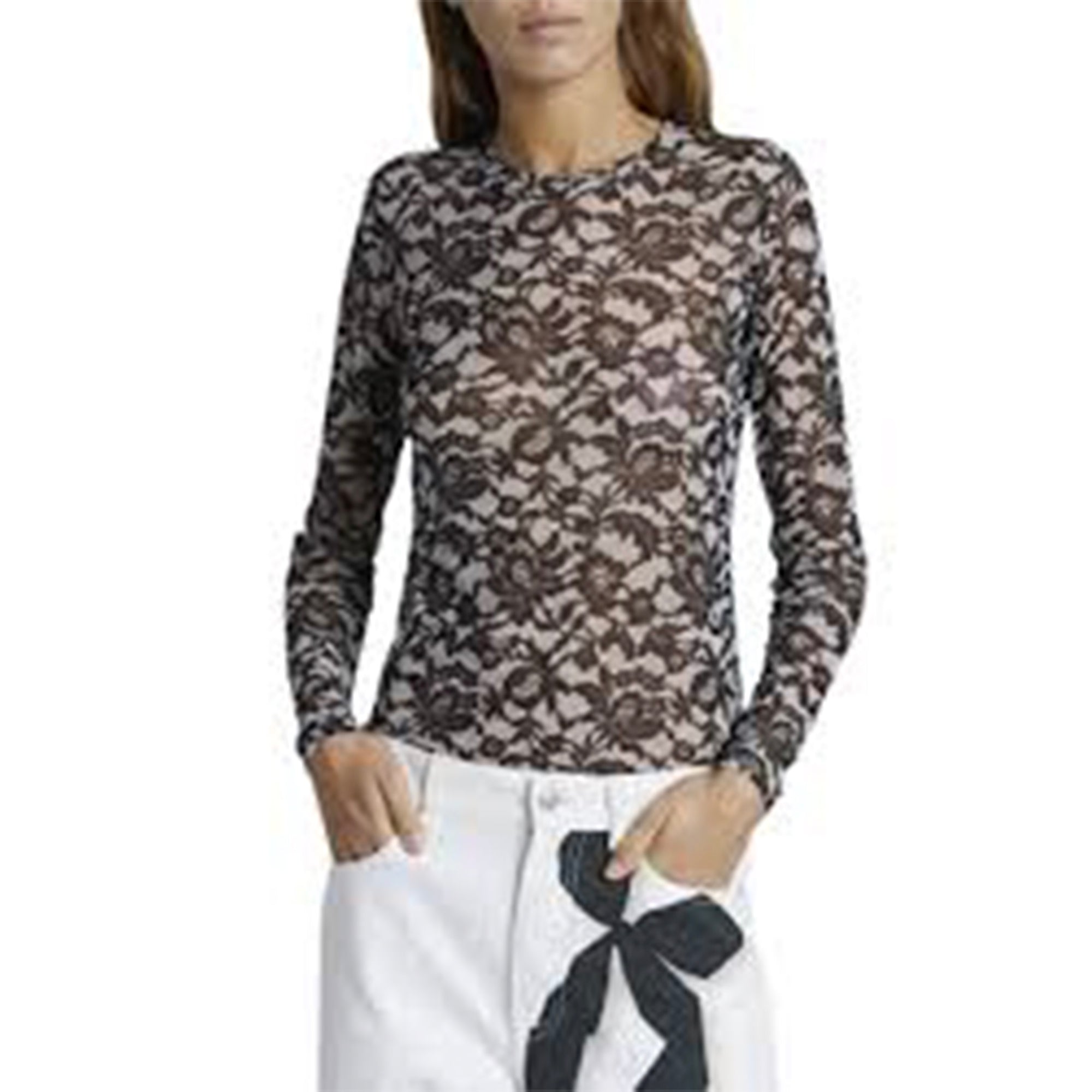 Floral Mesh Long Sleeve Top
