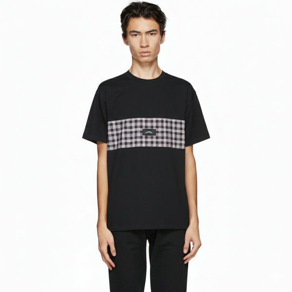 Check Panel T-Shirt – Black