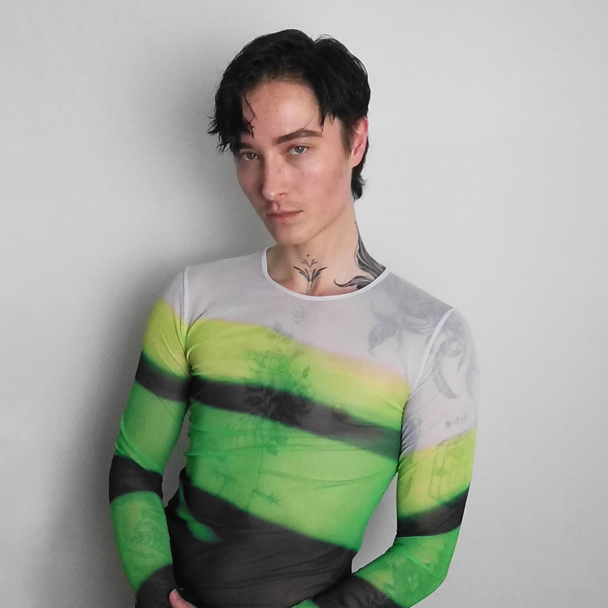 Haste Printed Mesh Long Sleeve Top