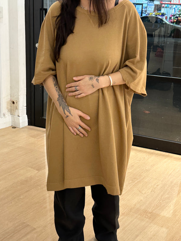 Oversized Fleece T-shirt Dress – Burnt Orange