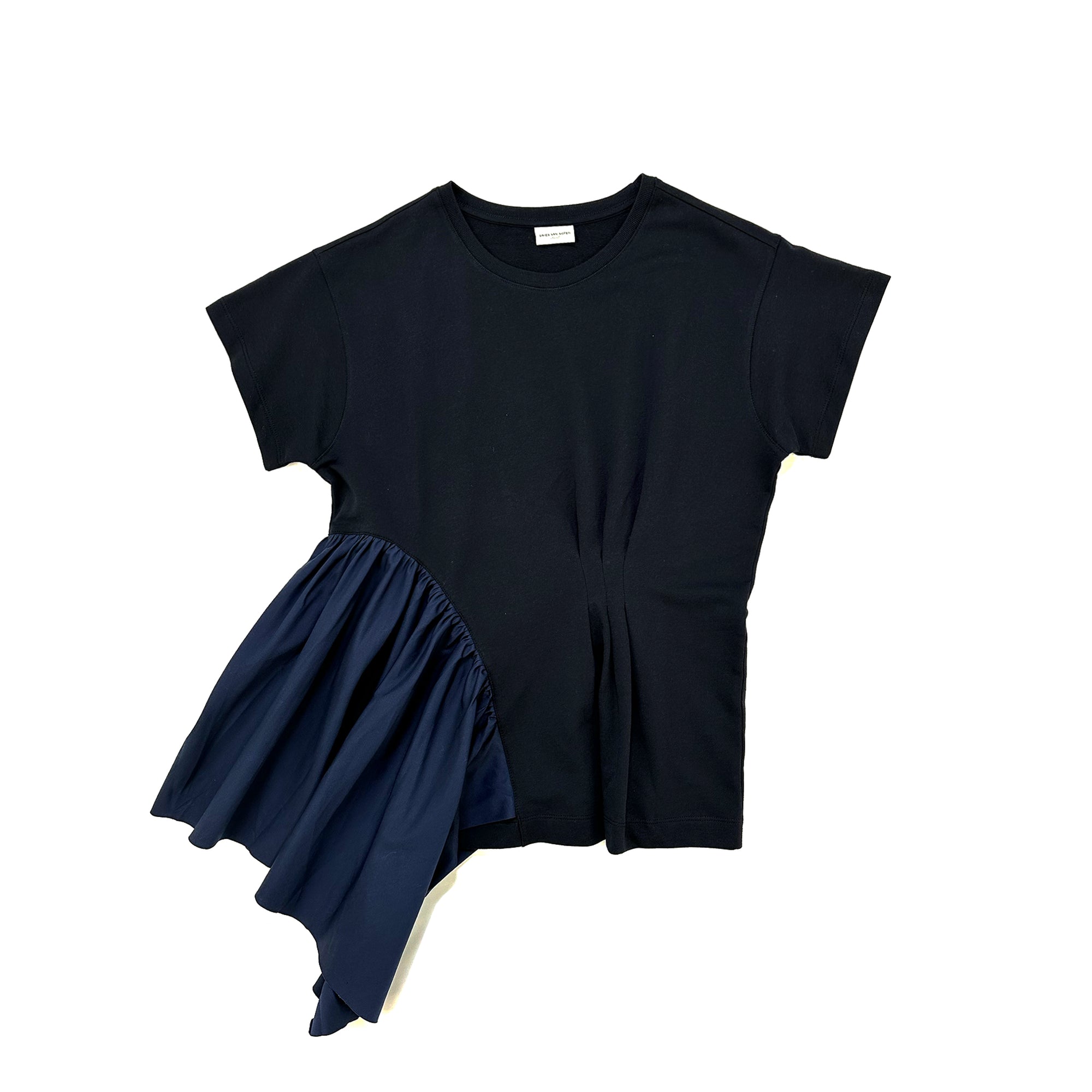 Asymmetric Ruched Top – Navy