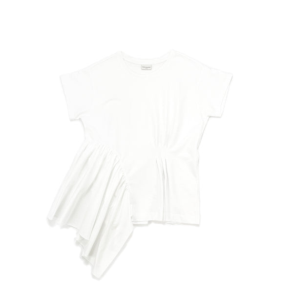 Asymmetric Ruched Top – White