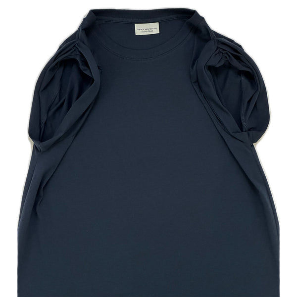 Scrunched Shoulder Tank Navy