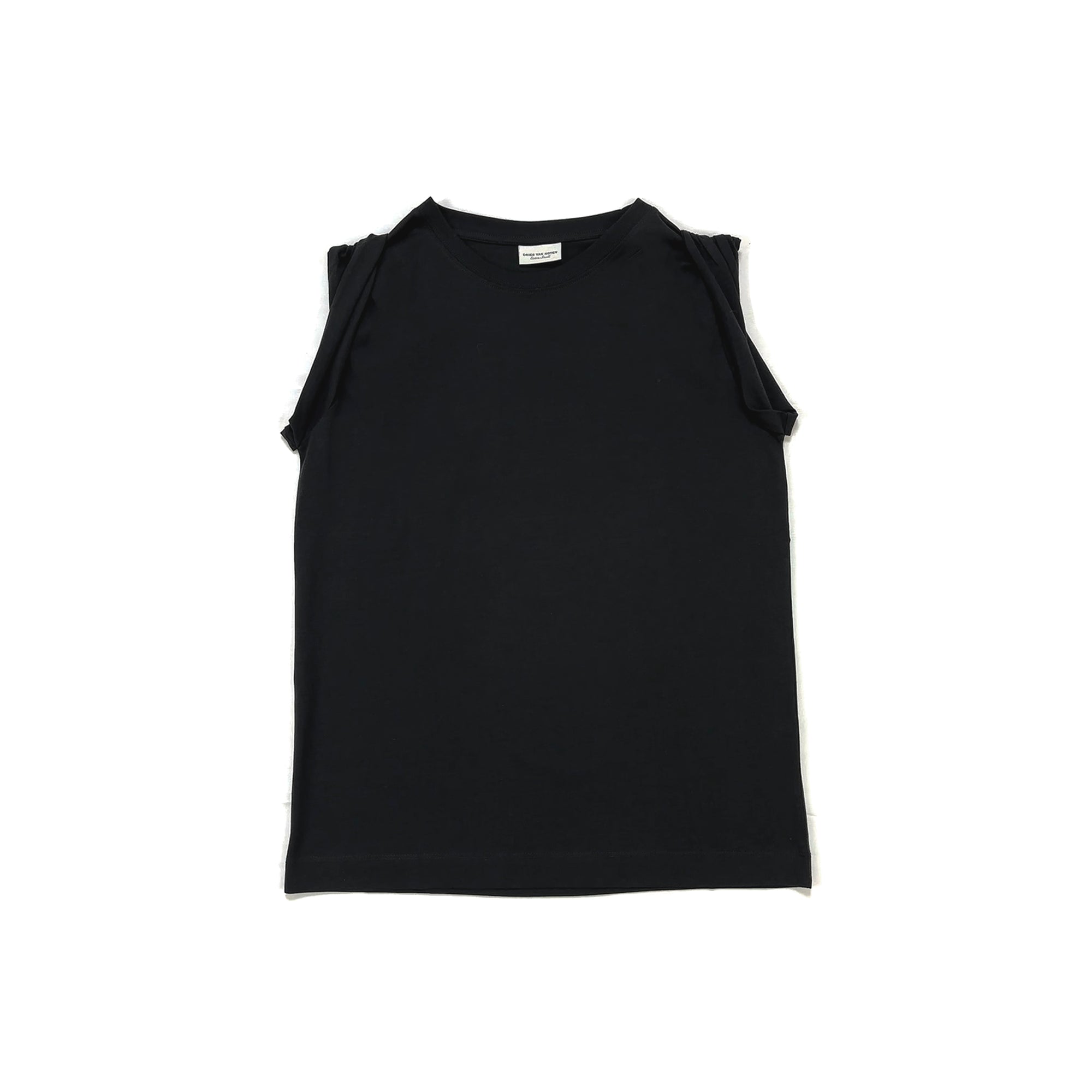 Scrunched Shoulder Tank Black