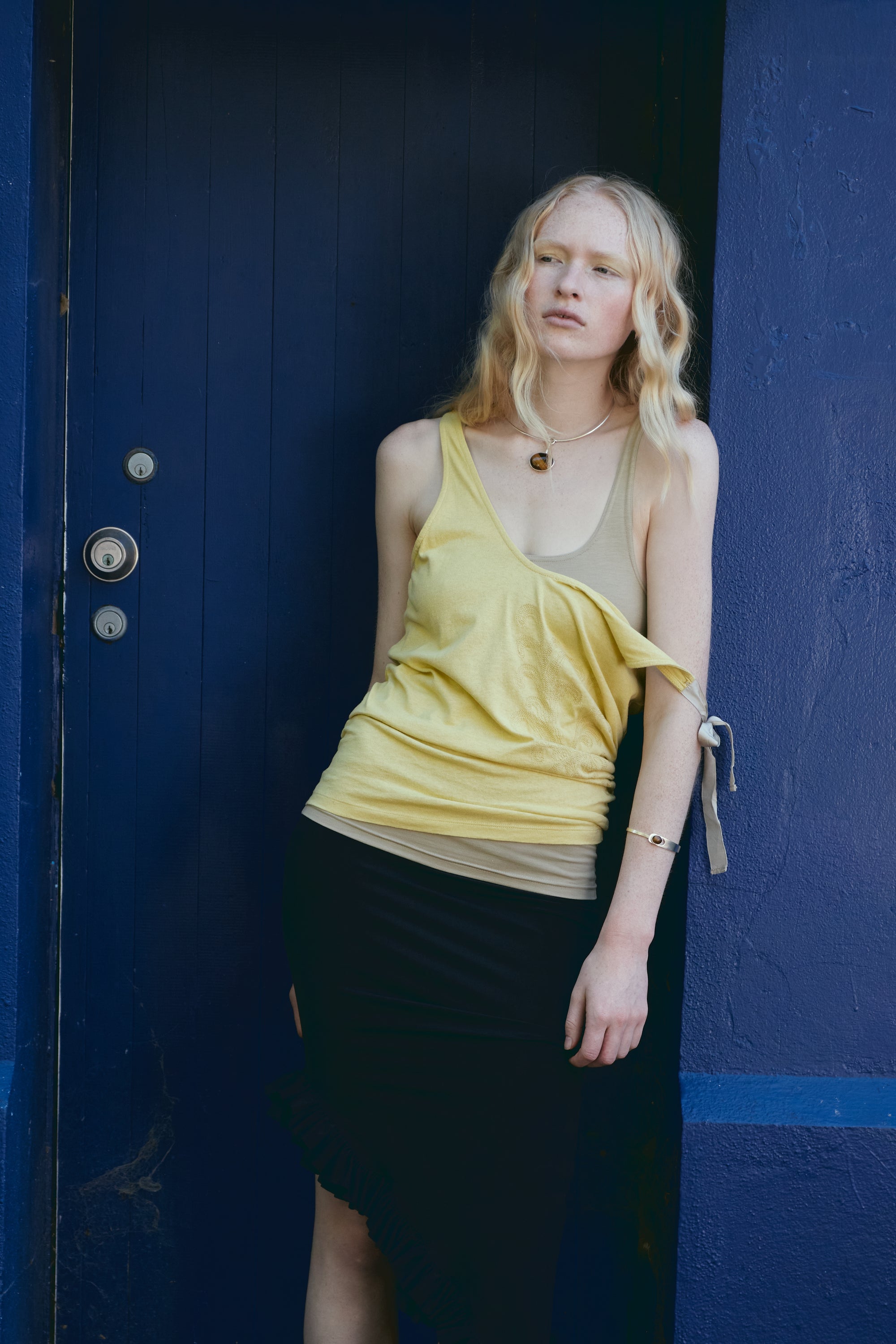 Embroidery Ribbon Tank - Chartreuse