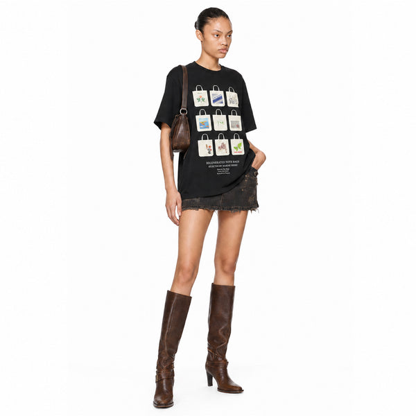 Tote Bag Print Organic Cotton T-shirt - Black