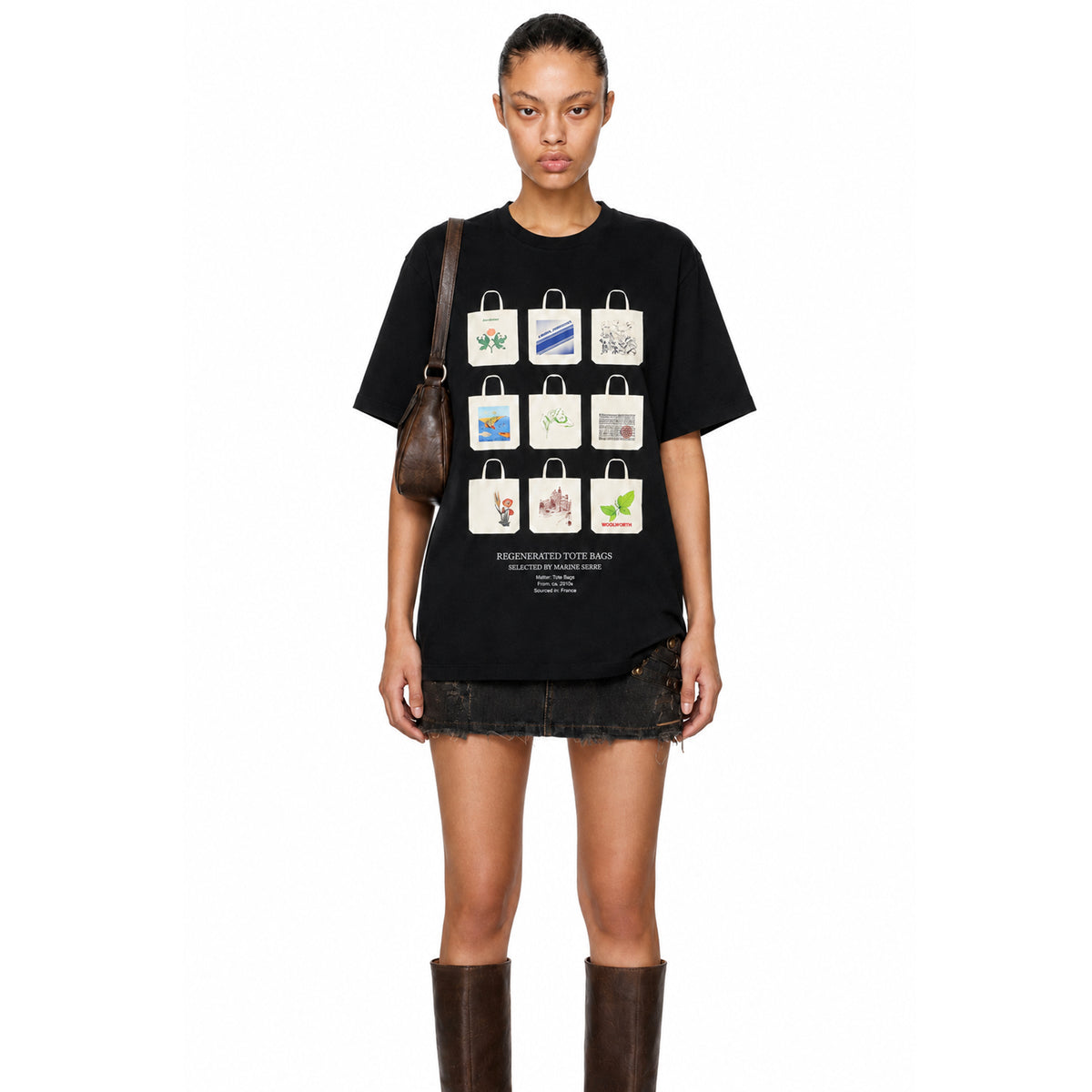 Tote Bag Print Organic Cotton T-shirt - Black