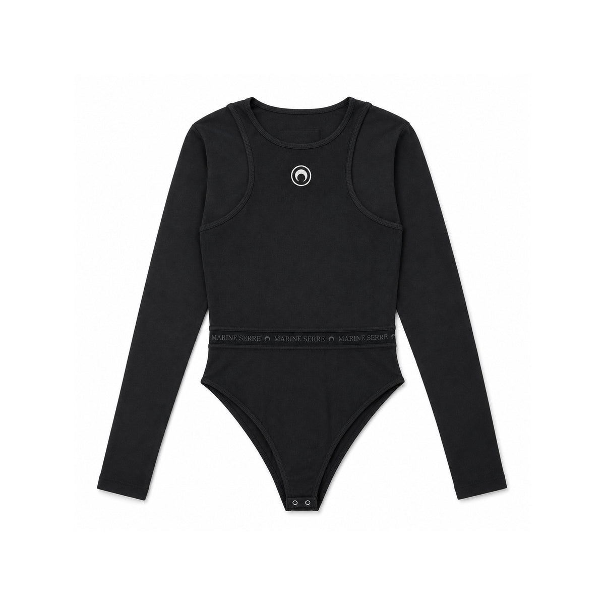 Logo Ribbed Organic Cotton Bodysuit – Black
