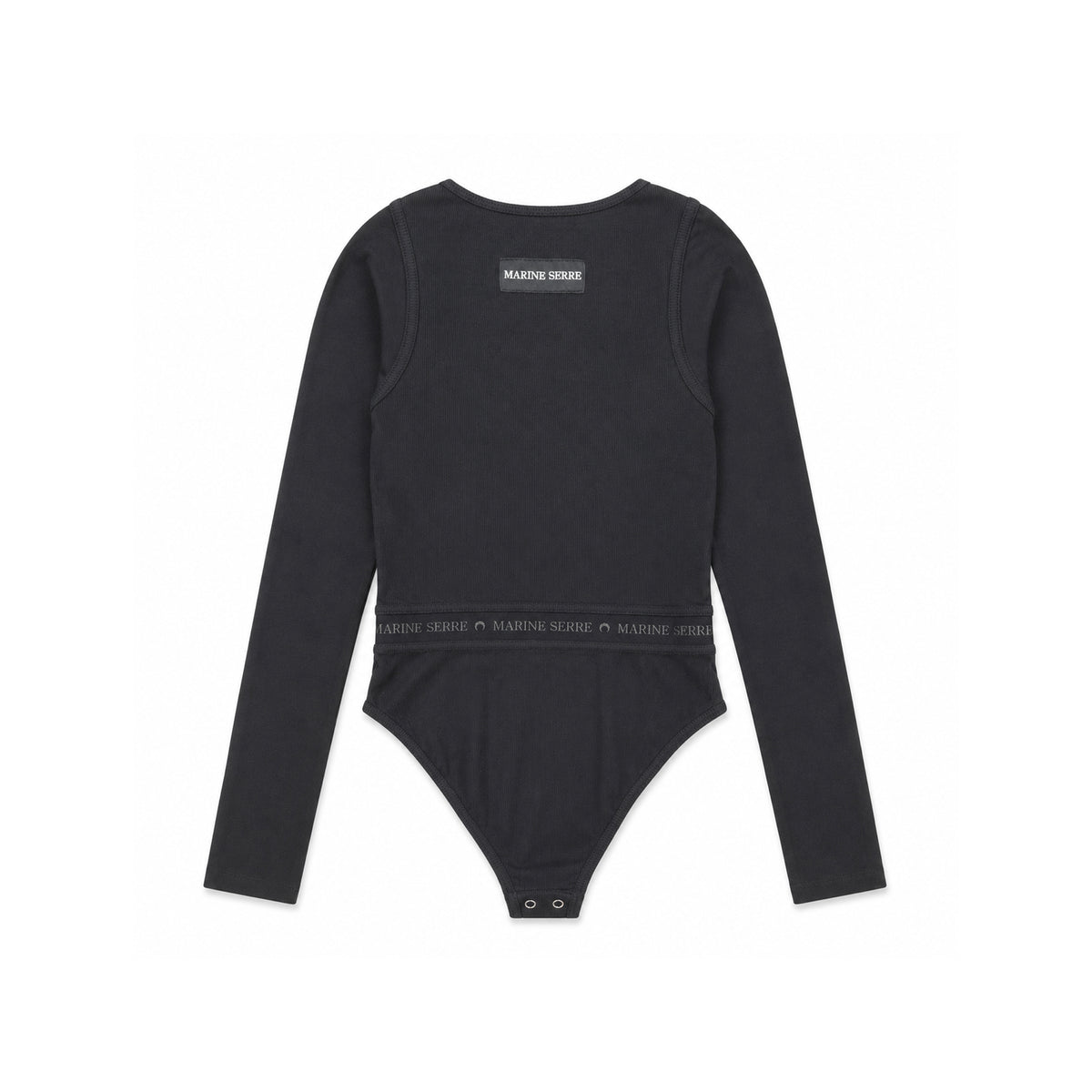 Logo Ribbed Organic Cotton Bodysuit – Black
