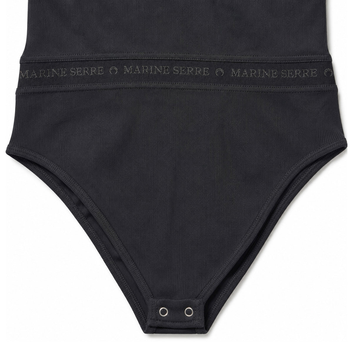 Logo Ribbed Organic Cotton Bodysuit – Black