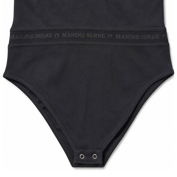 Logo Ribbed Organic Cotton Bodysuit – Black
