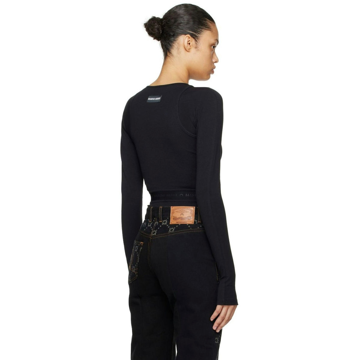 Logo Ribbed Organic Cotton Bodysuit – Black