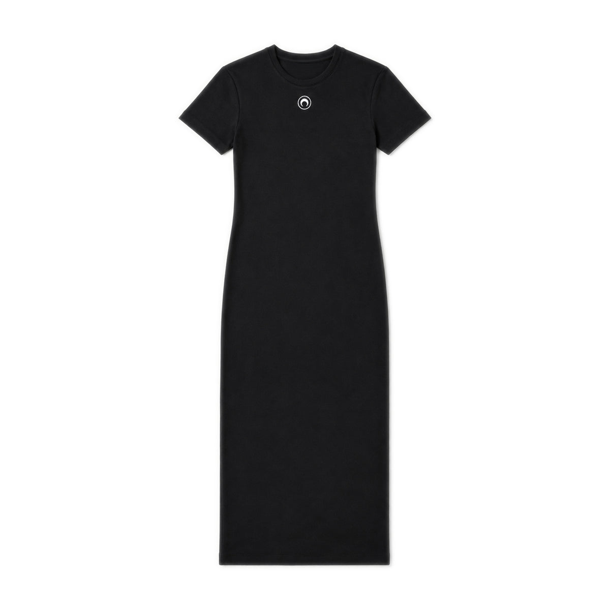 Moon Logo Ribbed Jersey Long Dress – Black