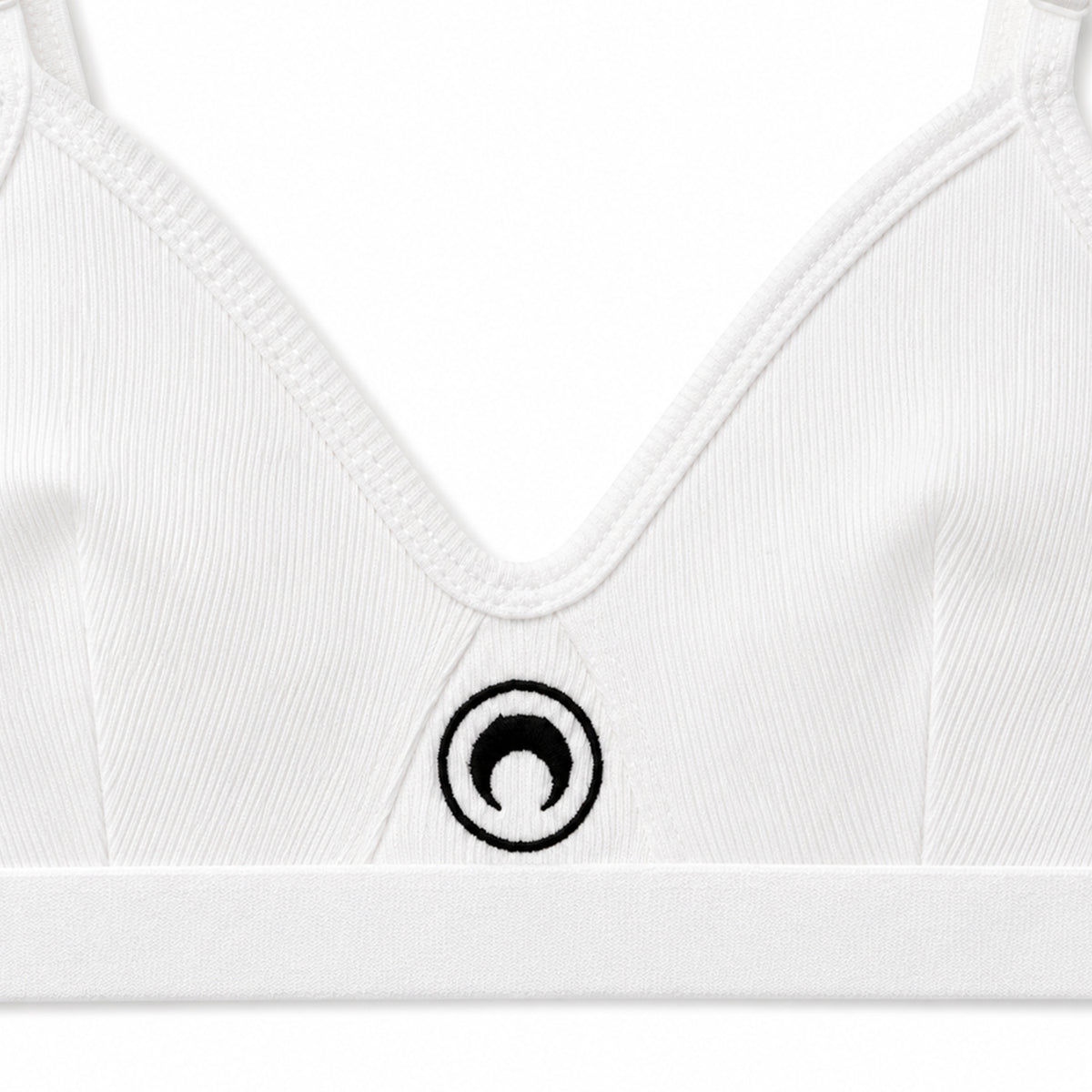 Moon Logo Organic Cotton 2x2 Bra - White