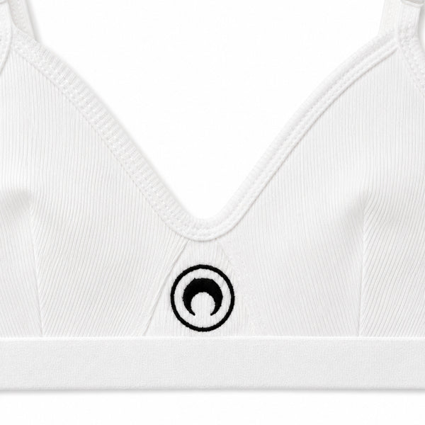 Moon Logo Organic Cotton 2x2 Bra - White