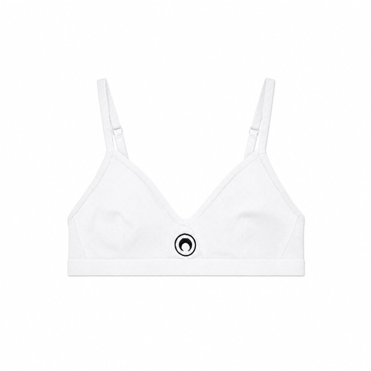Moon Logo Organic Cotton 2x2 Bra - White