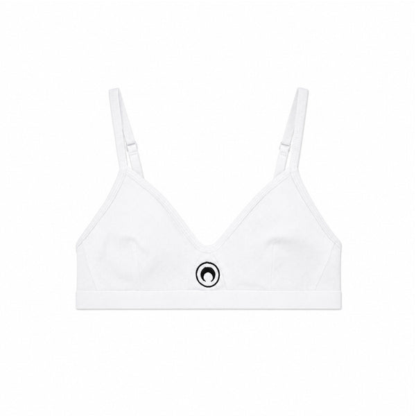 Moon Logo Organic Cotton 2x2 Bra - White