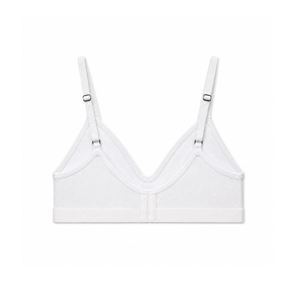 Moon Logo Organic Cotton 2x2 Bra - White