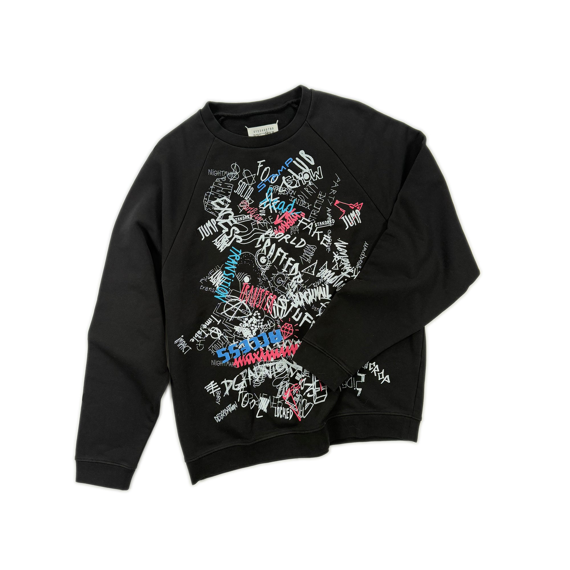 Grafiti Print  Sweatshirt – Black