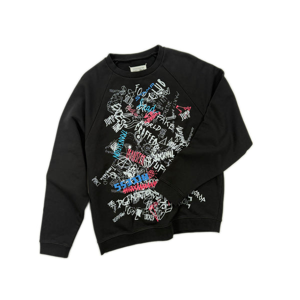 Grafiti Print  Sweatshirt – Black
