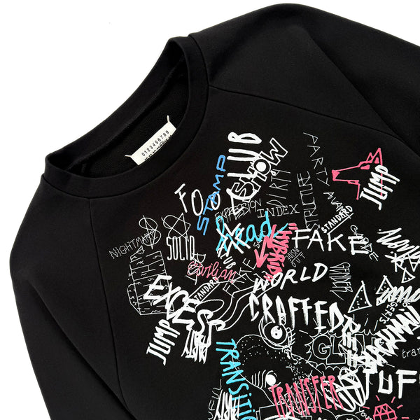 Grafiti Print  Sweatshirt – Black