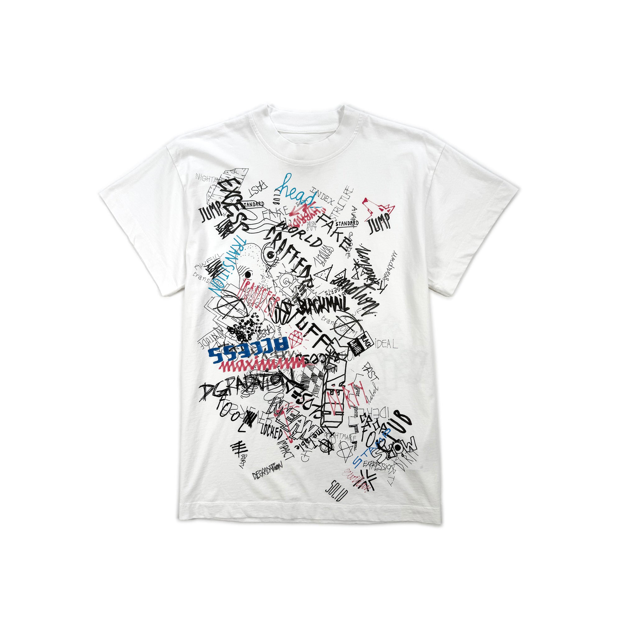 Grafiti Print T-shirt – White