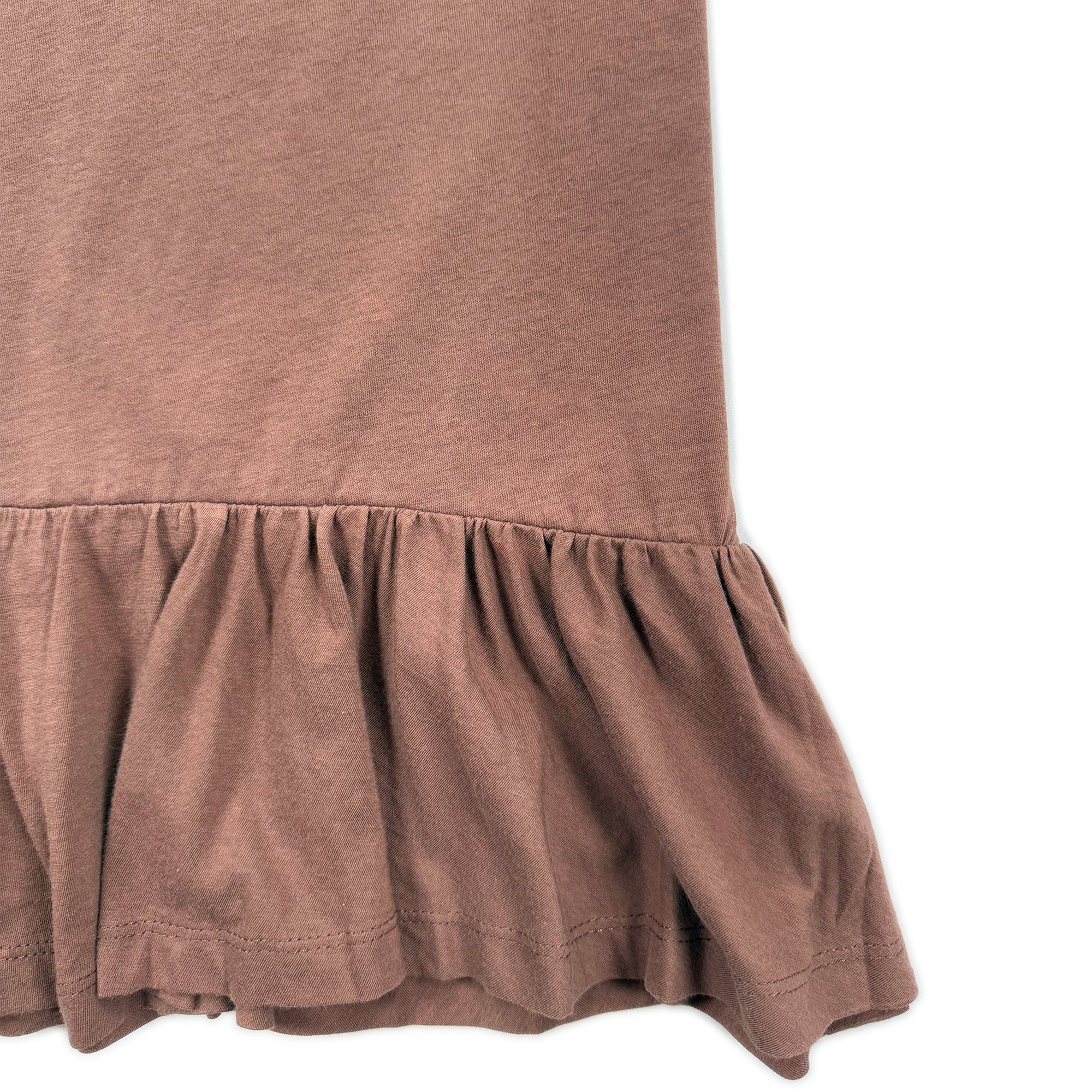 Frill Hem T-shirt Dress – Brown