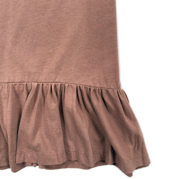 Frill Hem T-shirt Dress – Brown