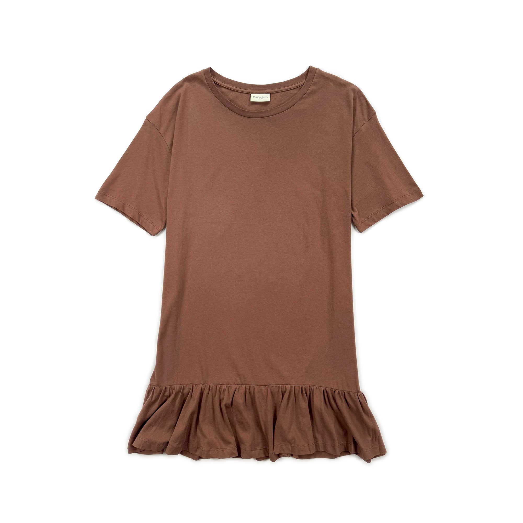 Frill Hem T-shirt Dress – Brown