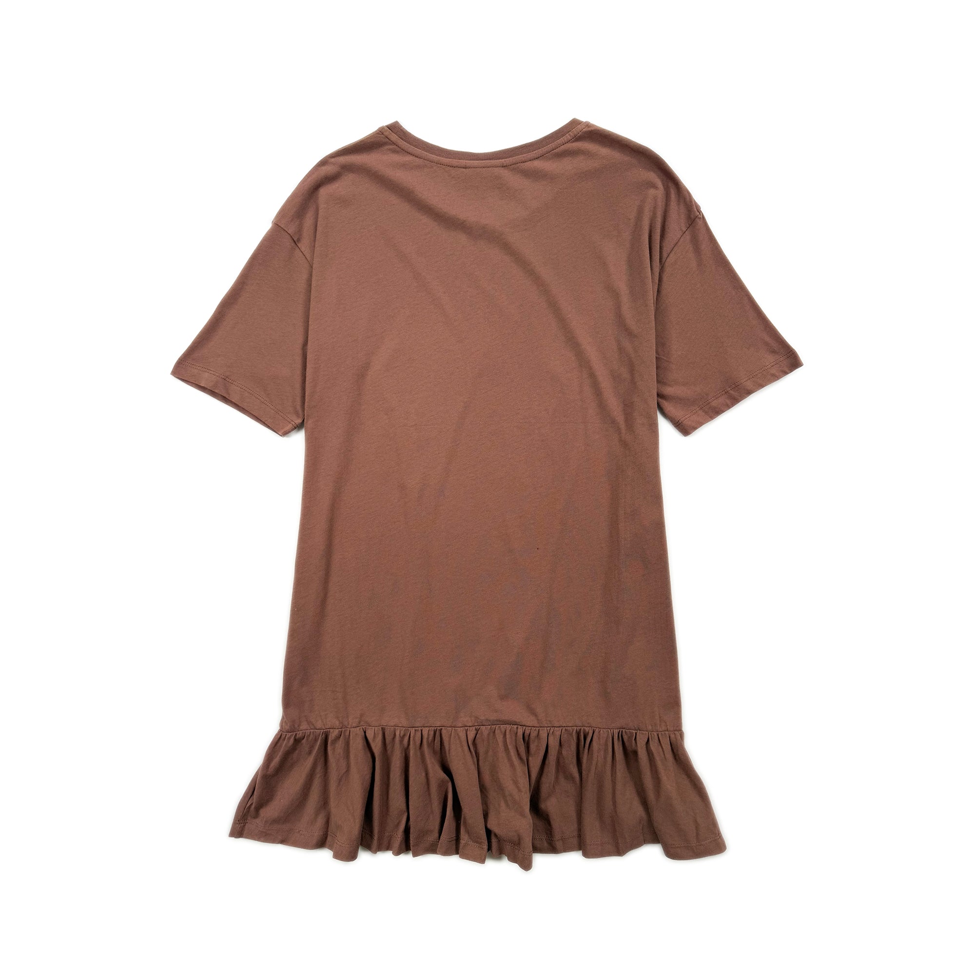 Frill Hem T-shirt Dress – Brown