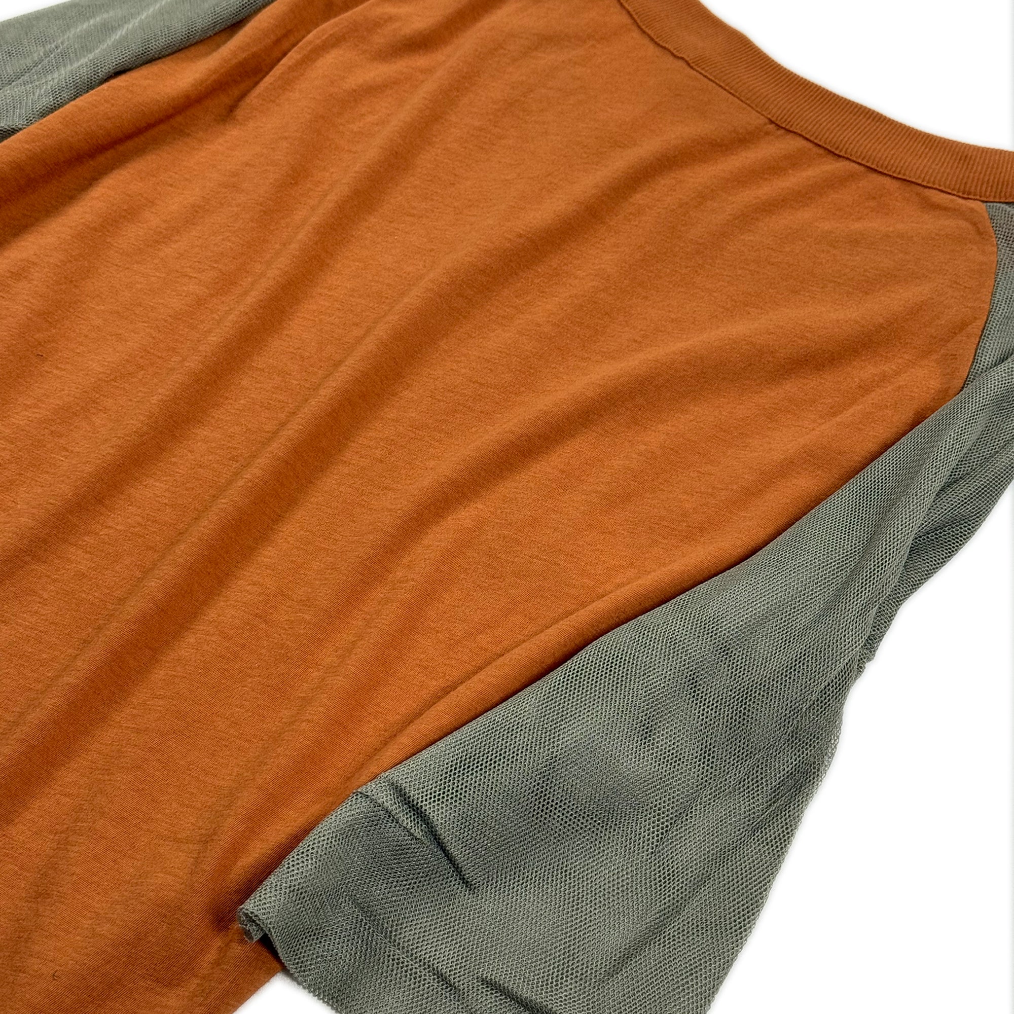 Mesh Sleeve Raglan Top –Burnt Sienna